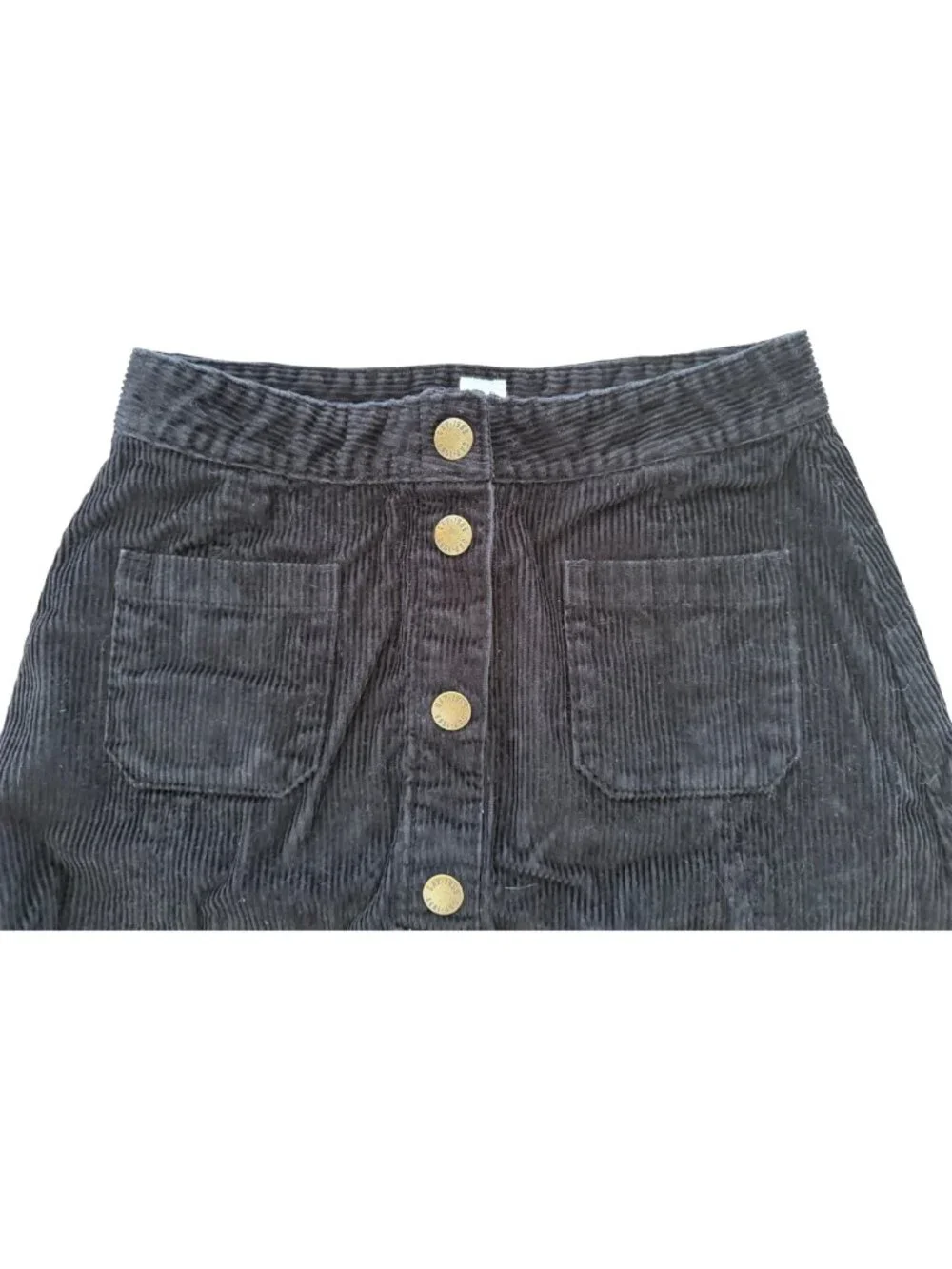Gap Kids Girls 12 Black Corduroy Mini Skirt Button Front Pocket